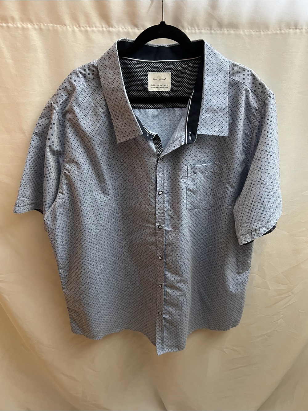 Craft + Flow Men’s 3XL Blue Geometric Short Sleeve Button Down Shirt